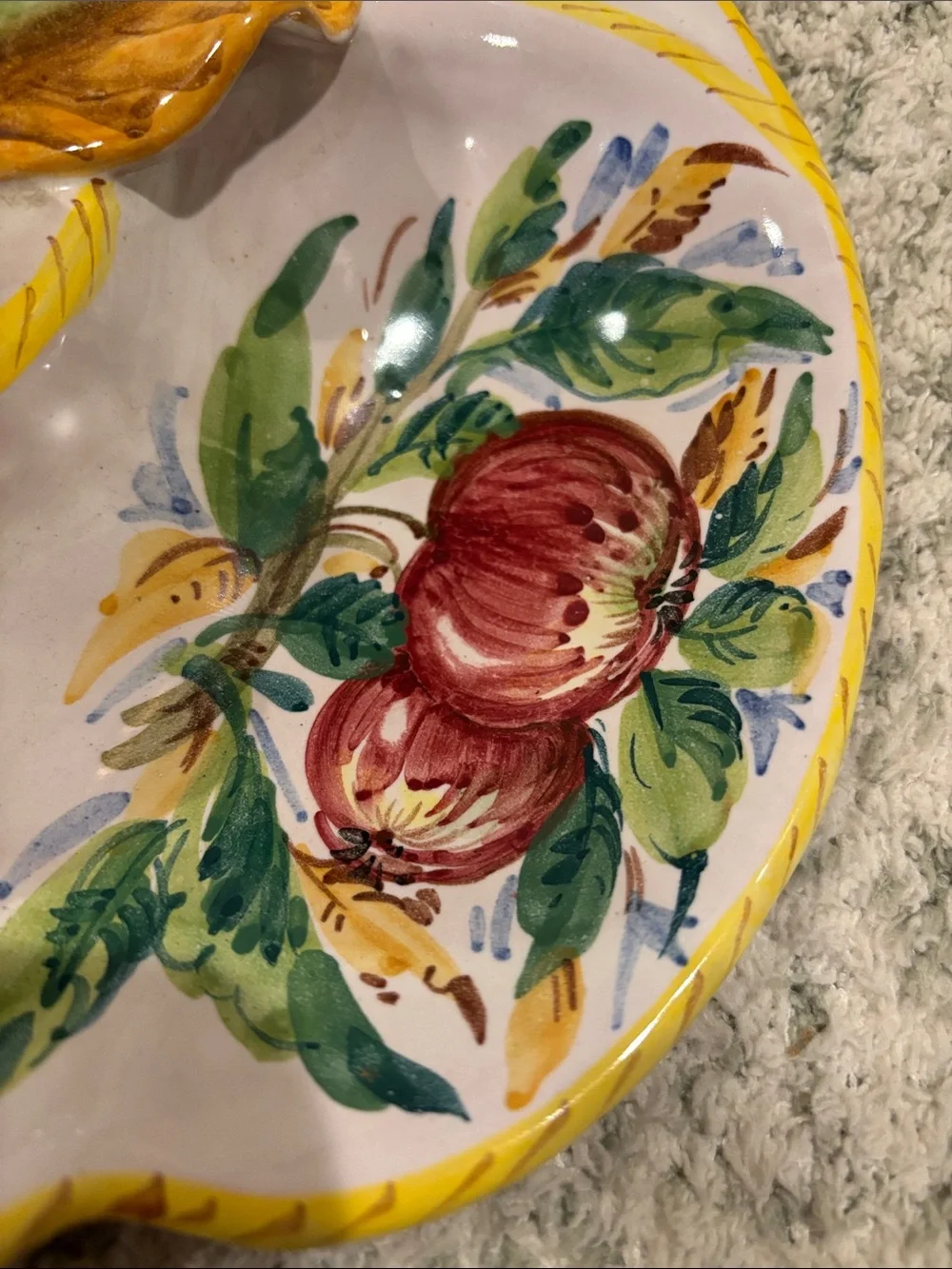 Hand-Painted Italian Ceramic Fruit Divided Serving Dish NWT Artisan Made